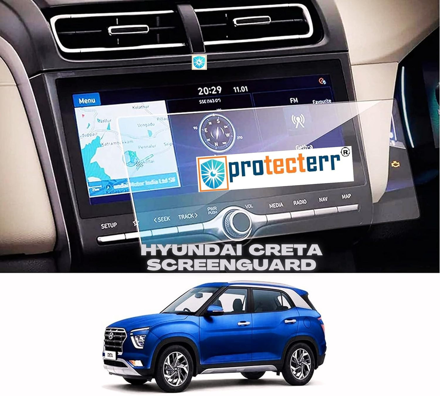PROTECTERR® Hyundai Creta (10.25 Inch) Touchscreen Protector Guard