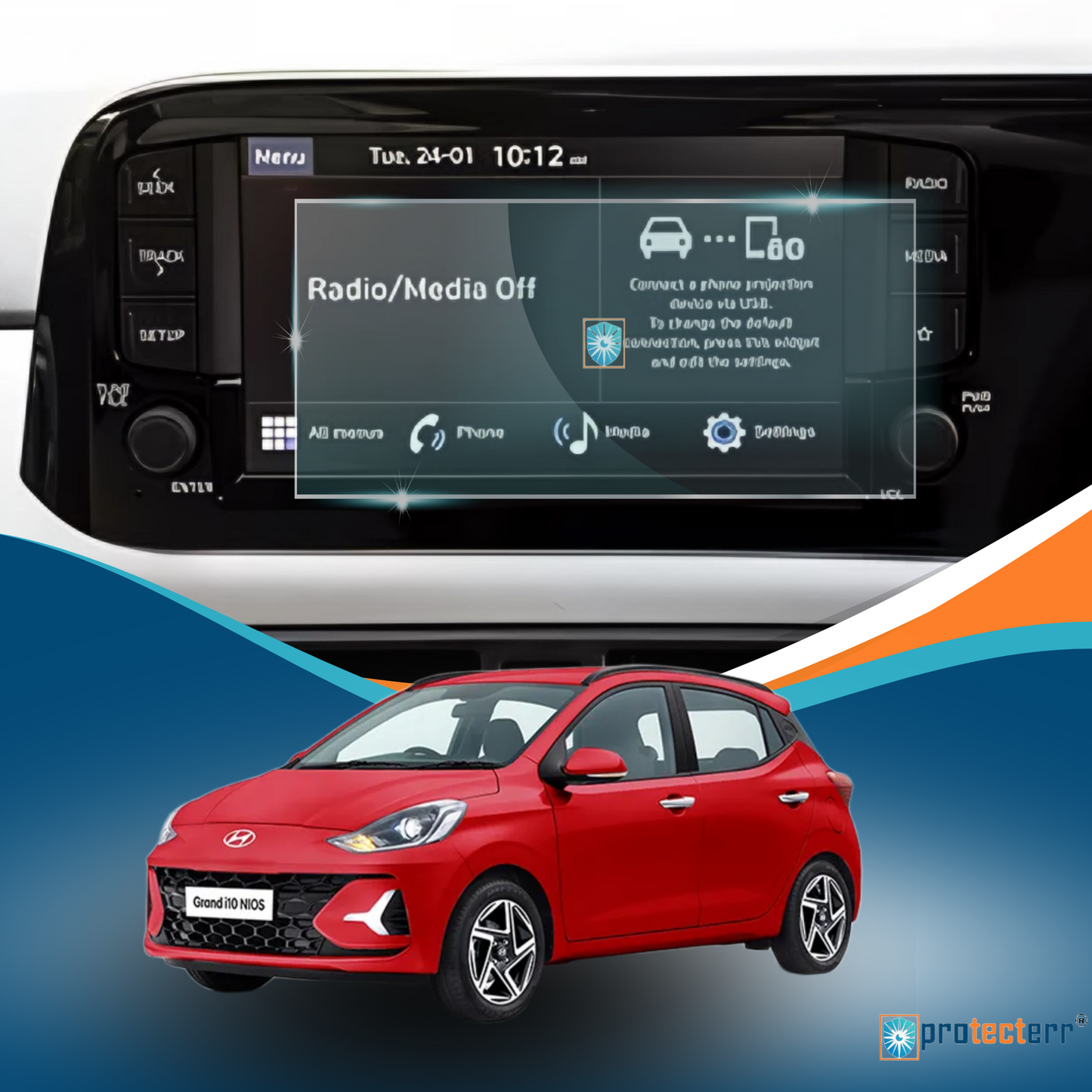 PROTECTERR® Hyundai Grand I10 Nios (8 Inch) Touchscreen Protector Guard