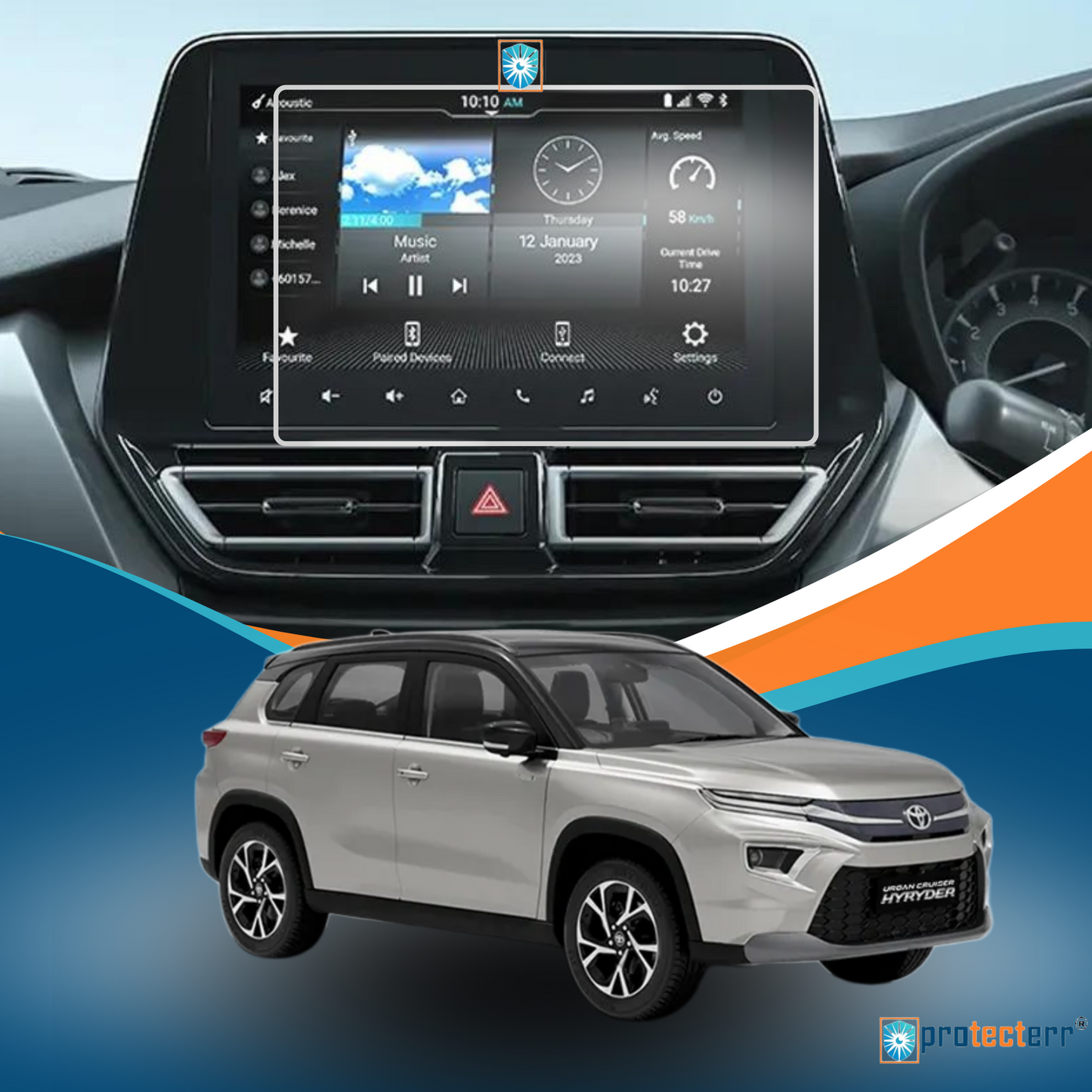 PROTECTERR® Toyota Urban Cruiser Hyryder (9 Inch) Touchscreen Protector Guard