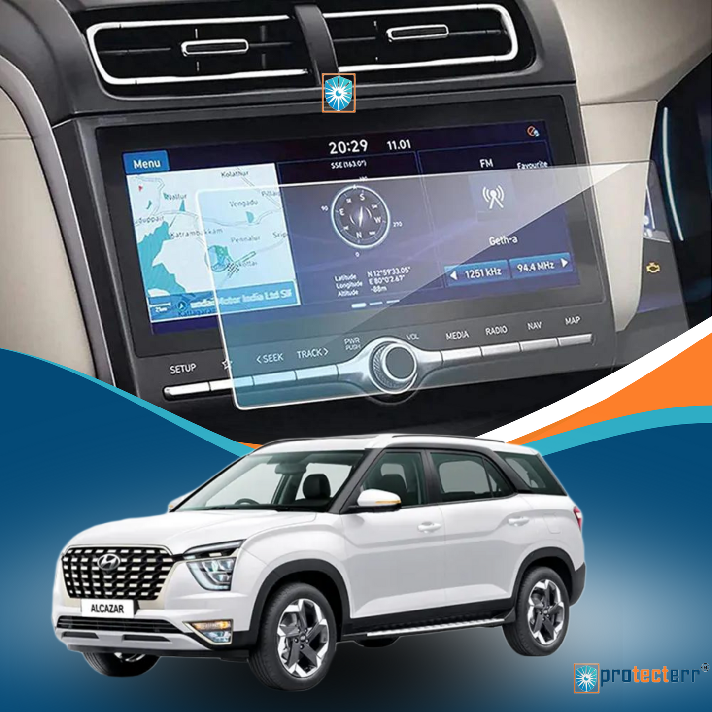 PROTECTERR® Hyundai Alcazar (10.25 Inch) Touchscreen Protector Guard