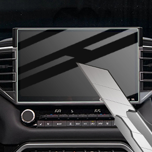 A car infotainment display showing reduced glare and reflection across its surface