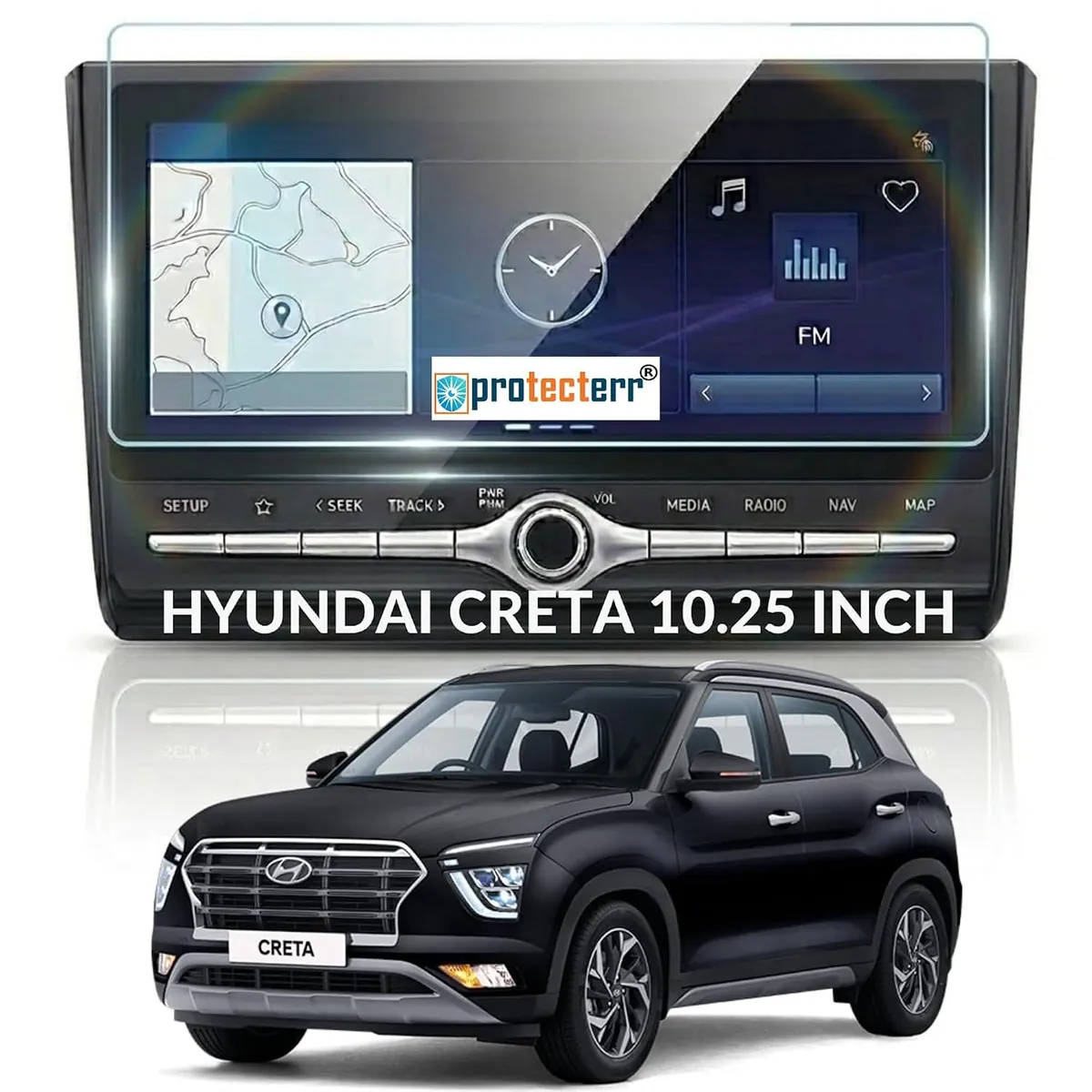 Hyundai Creta 10.25 inch Screen Protector — shown on the car’s own display, for the Hyundai Creta 10.25" infotainment display