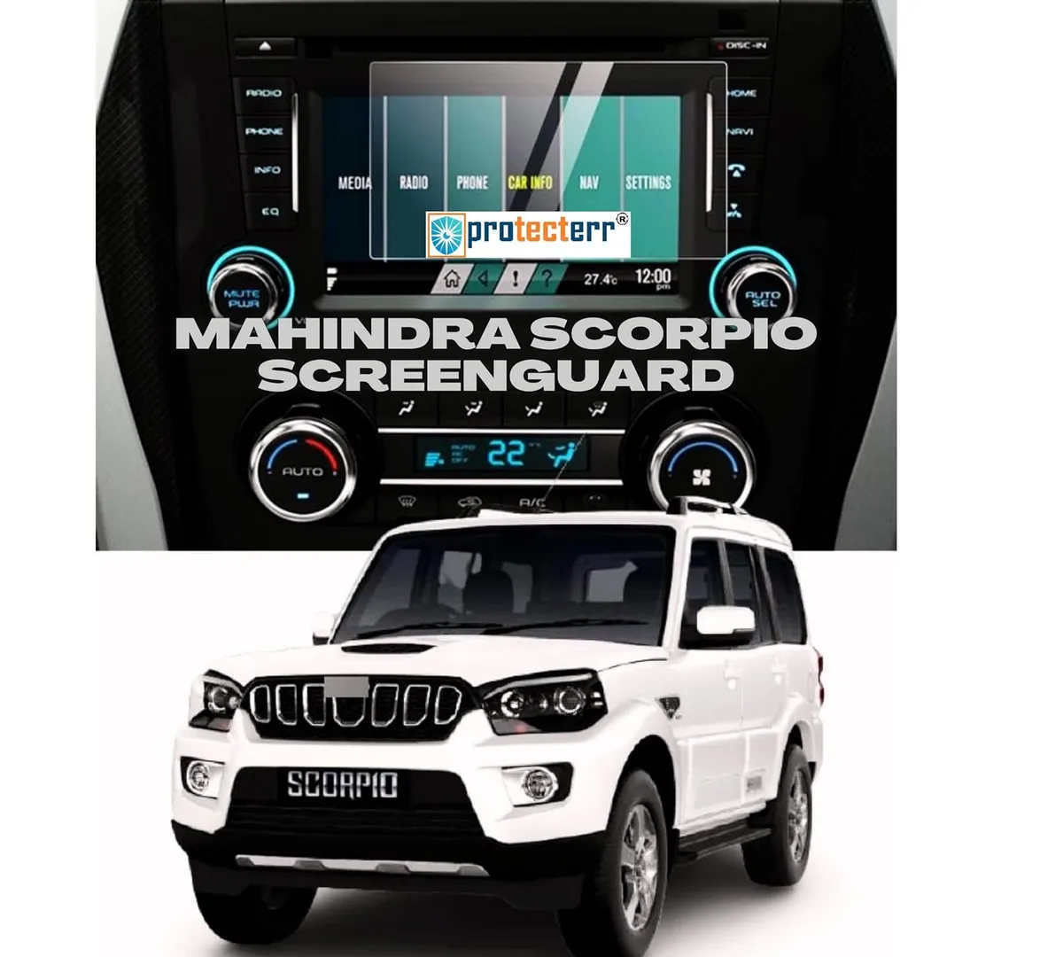 Mahindra Scorpio 7 inch Screen Protector — view 1, for the Mahindra Scorpio 7" infotainment display