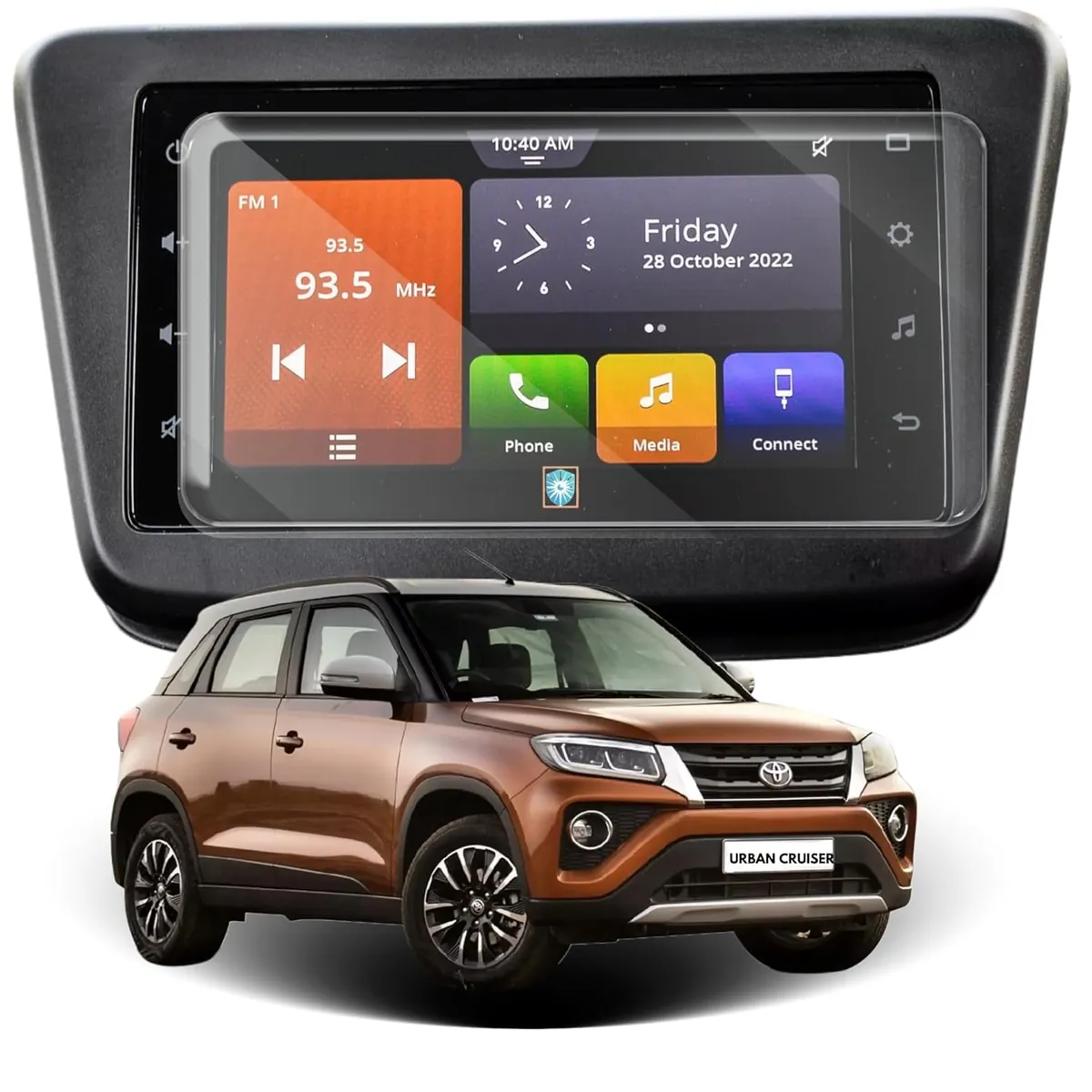 Toyota Urban Cruiser 7 inch Screen Protector — view 1, for the Toyota Urban Cruiser 7" infotainment display