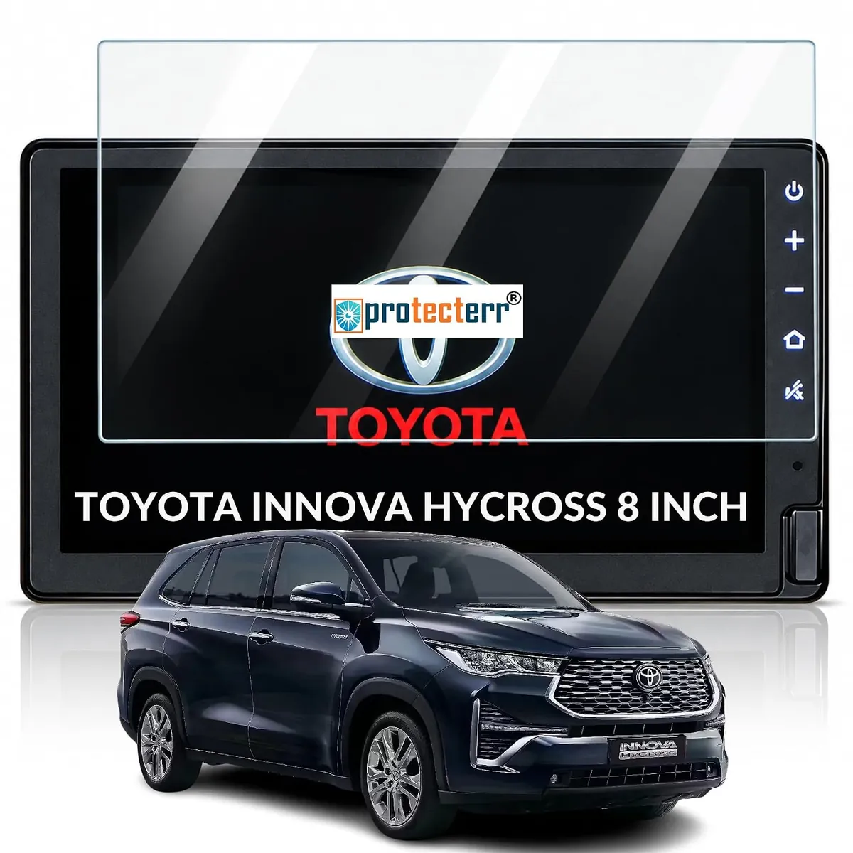 Toyota Innova Hycross 8 inch Screen Protector — shown on the car’s own display, for the Toyota Innova Hycross 8" infotainment display