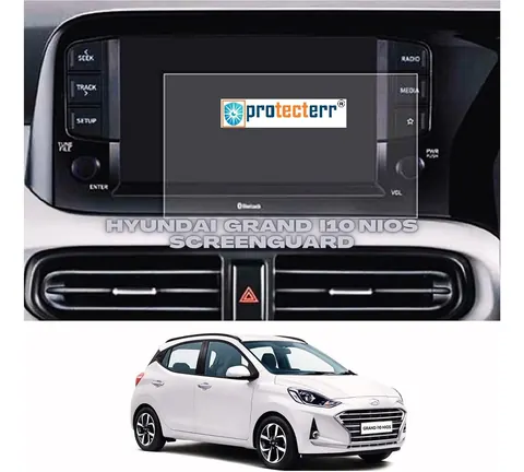 Hyundai Grand i10 Nios 7 inch Screen Protector — fitted to the Hyundai Grand i10 Nios infotainment display