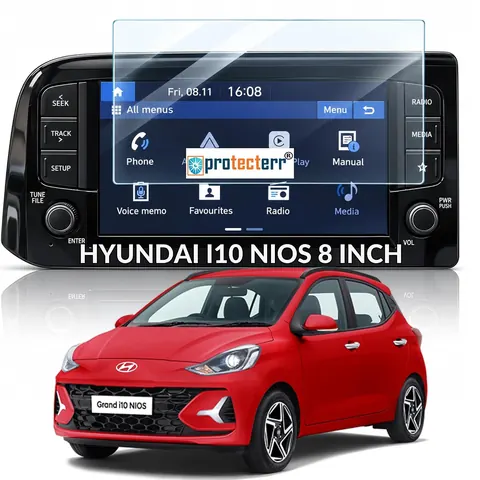 Hyundai Grand i10 Nios 8 inch Screen Protector — fitted to the Hyundai Grand i10 Nios infotainment display