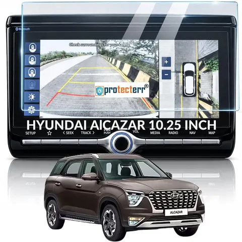 Hyundai Alcazar 10.25 inch Screen Protector — fitted to the Hyundai Alcazar infotainment display